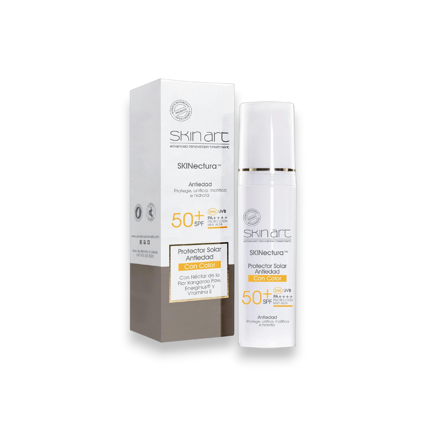 Protector solar antiedad con color